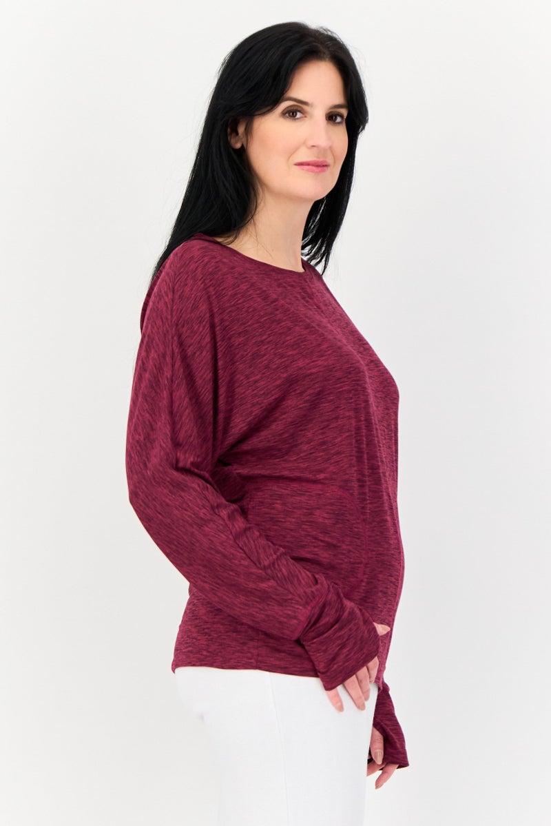 NINE WEST تي شيرتات رياضية نسائية بأكمام طويلة، بنفسجي مائل إلى الرمادي - Image 2