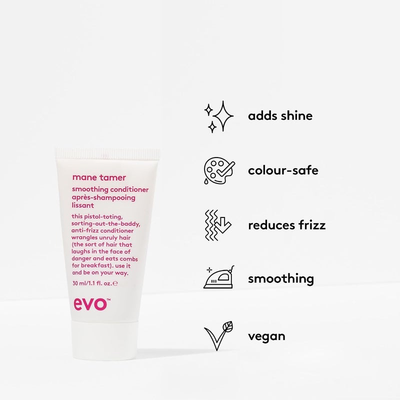 Evo Mane Tamer Smoothing Conditioner  Frizz Control Colour Safe & Humidity Control Hair Product  30 mL Travel Size - Image 2