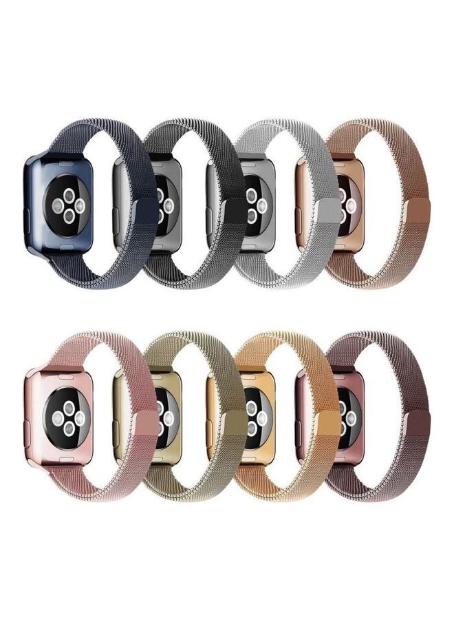 NIBEMINENT Milan Loopback Small Waist Replacement Watchband For Apple Watch Series 7/6/5/4/3/2/1/SE 45/44/42mm Rose Gold - Image 2