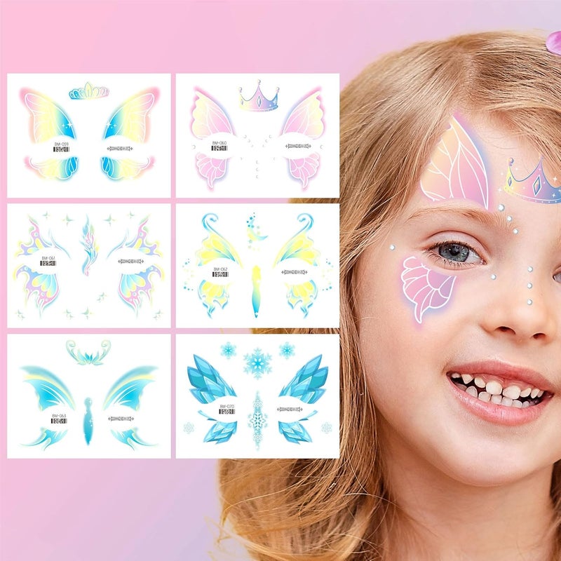Konsait تاتو وجه كونسيت 20 ورقة للأطفال تاتو وجه حيوانات للأطفال الأولاد والبنات تاتو وجه نمر، عنكبوت، أرنب، فراشة، تاتو طلاء وجه للأطفال، ملصقات مكياج لحفلات عيد الميلاد والهالوين، هدايا حفلات - Image 3