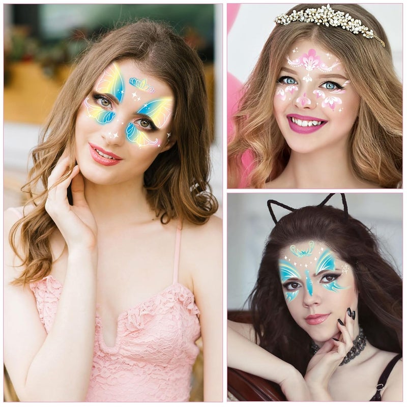 Konsait تاتو وجه كونسيت 20 ورقة للأطفال تاتو وجه حيوانات للأطفال الأولاد والبنات تاتو وجه نمر، عنكبوت، أرنب، فراشة، تاتو طلاء وجه للأطفال، ملصقات مكياج لحفلات عيد الميلاد والهالوين، هدايا حفلات - Image 4