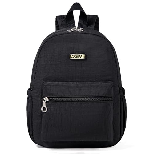 AOTIAN Mini Lightweight 11.8 Inch Backpack Durable Travel Hiking Women and Girls Small Daypack, 7 Liters Black - Image 1