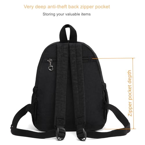 AOTIAN Mini Lightweight 11.8 Inch Backpack Durable Travel Hiking Women and Girls Small Daypack, 7 Liters Black - Image 3