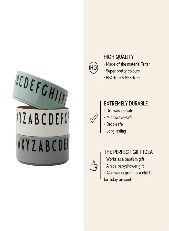 Design Letters Eat & Learn Kids Bowl Tritan Design in Denmark 10 Oz Set of 3| Kid Cereal Bowl BPA Free | Unbreakable Snack Bowl for Baby Feeding | Tableware & Kid Dinnerware, Dishwasher Safe Soup Bowl - Image 4