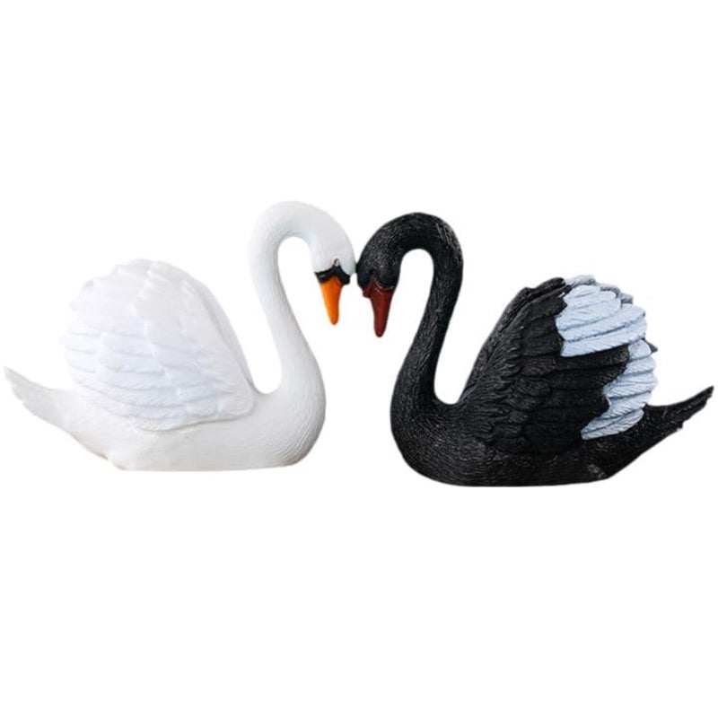 Haohaiblooms 2 PCS Miniature Swan Figurines â€“ Black & White Resin Swans for Fairy Garden, Plant Pots, Bonsai Decor, Cake Toppers, Home and Desk Decoration, DIY Craft, Yard, Patio, and Birthday Gifts - Image 1