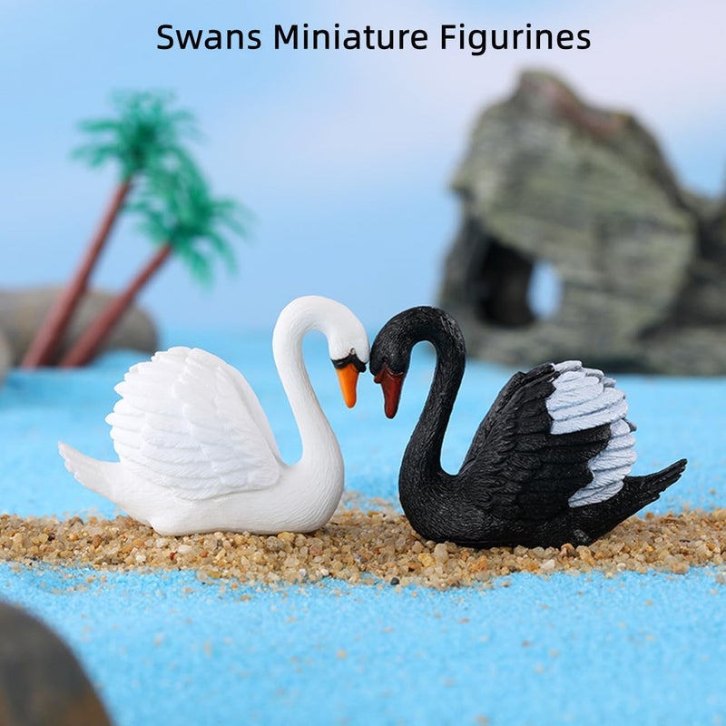 Haohaiblooms 2 PCS Miniature Swan Figurines â€“ Black & White Resin Swans for Fairy Garden, Plant Pots, Bonsai Decor, Cake Toppers, Home and Desk Decoration, DIY Craft, Yard, Patio, and Birthday Gifts - Image 4