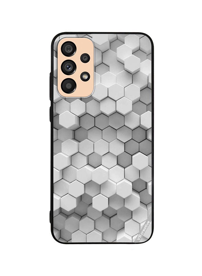 VR CREATIVE Protective Case Cover For Samsung Galaxy A53 5G 3D Gray White Honeycombs Brick Wall Stairway Decoration Design Multicolour - Image 1