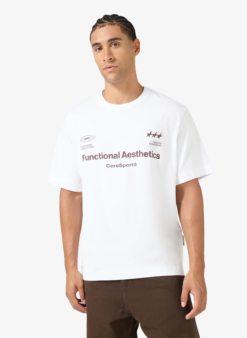 JACK & JONES Graphic Print Regular Fit Neck T-Shirt