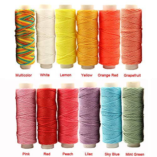 FANDOL Waxed Cords Polyester Leather Sewing Thread Wax Strings for Macrame, DIY Bracelets, Handcraft or Leather Projects (12 Bright Colors) - Image 2
