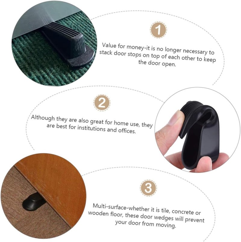 DOITOOL 5pcs Non-Skid Rubber Door Wedges with Grooved Bottom for Home Safety Anti-Slip Door Stoppers Prevent Slamming Carpet Tile and Concrete Floors - Image 3