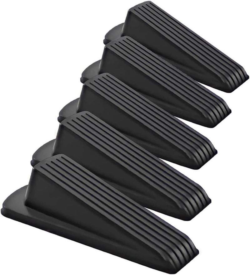 DOITOOL 5pcs Non-Skid Rubber Door Wedges with Grooved Bottom for Home Safety Anti-Slip Door Stoppers Prevent Slamming Carpet Tile and Concrete Floors - Image 1