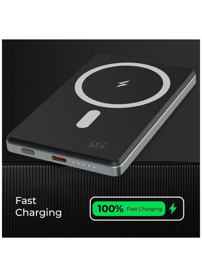 glassology - Ultra Slim Magsafe Power Bank 5000mAh, Wireless Portable Charger 15W Magnetic, Designed for MagSafe Battery Pack, PD USB-C Fast Charging for iPhone 15/14/13/12 Series - Image 1