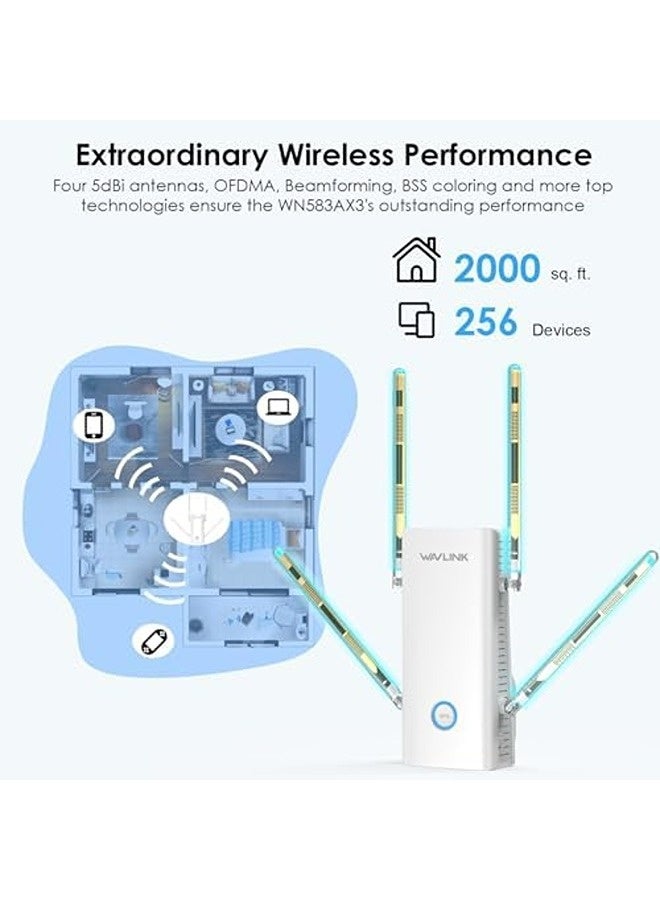 واف لينك مقوي واي فاي AX3000 بتقنية WiFi 6 | معزز إشارة ثنائي النطاق بسرعة 3000 ميجابت في الثانية، مزوّد بمنفذ إيثرنت جيجابت، وضع نقطة الوصول، إعداد بلمسة واحدة – تغطية 5GHz و2.4GHz للاستخدام المنزلي - Image 5