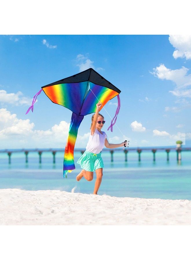JOYIN 3 Packs Delta Rainbow Kite Warm And Cold Color Easy To Fly Huge Kites For Kids And Adults With 262.5 Ft Kite String Large Delta Beach Kite For Outdoor Games And Activities - Image 5