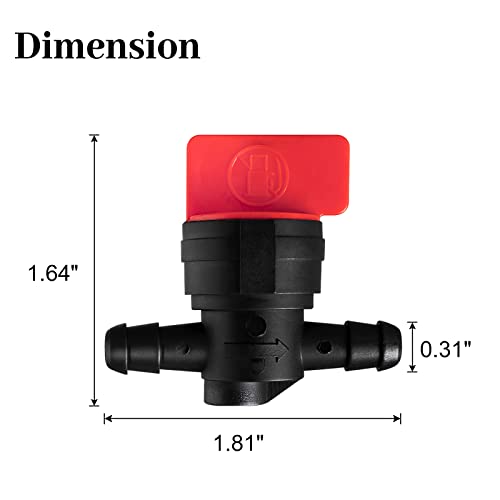 CLSR2U Fuel Shut Off Valve for Mower - 1/4" Fuel Cut Off Valve for Riding Lawn Mower Garden Tractor Pressure Washer Snowblower, in Line Fuel Gas Control Shut Off Valve Switches Tap for Small Engines 4 Packs - Image 2