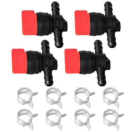 CLSR2U Fuel Shut Off Valve for Mower - 1/4" Fuel Cut Off Valve for Riding Lawn Mower Garden Tractor Pressure Washer Snowblower, in Line Fuel Gas Control Shut Off Valve Switches Tap for Small Engines 4 Packs - Image 1