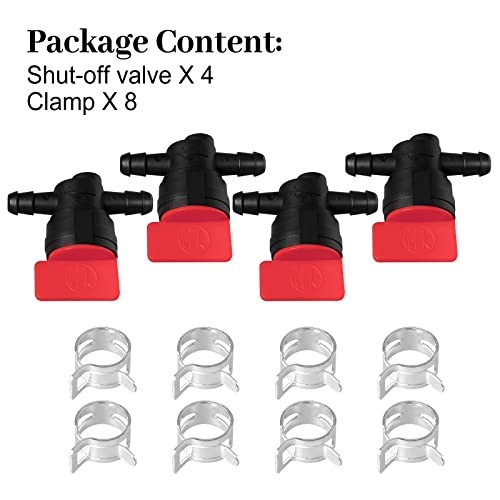 CLSR2U Fuel Shut Off Valve for Mower - 1/4" Fuel Cut Off Valve for Riding Lawn Mower Garden Tractor Pressure Washer Snowblower, in Line Fuel Gas Control Shut Off Valve Switches Tap for Small Engines 4 Packs - Image 5