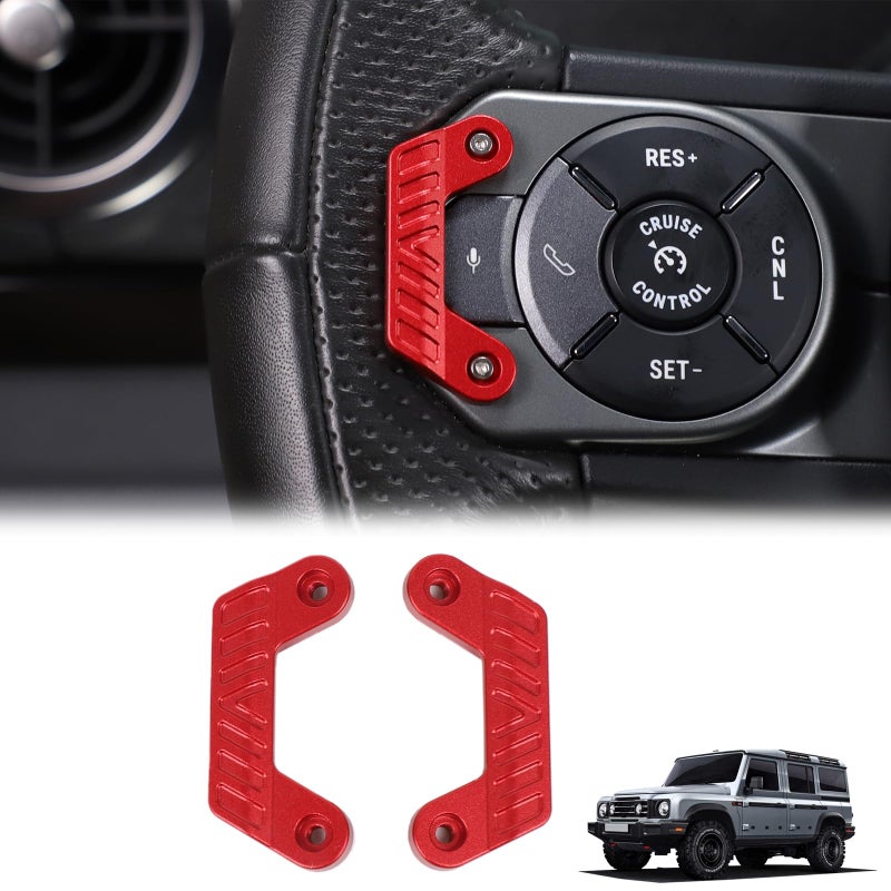 Tumukiw Compatible with INEOS Grenadier Accessories 20202024 2025 Steering Button Guards Aluminum Alloy Steering Button AntiMisoperation Raised Pad Red - Image 2