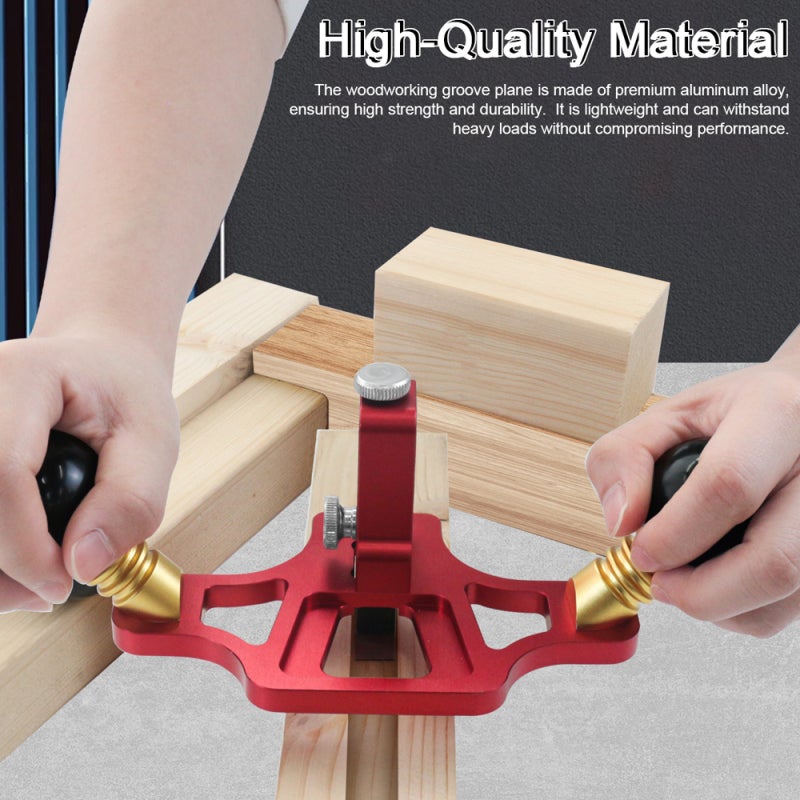 Woodworking Planer Red Premium Aluminum Alloy Adjustable Cutting Thickness - Versatile Multi-functionality Grooving Tool for Fine Carpentry Furniture Making Woodworking Projects - Image 4