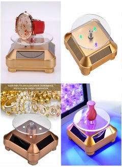 KASTWAVE Rotating Display Stand Solar Display Stand Turntable 360° Rotating Stand Solar Powered LED Electric Motorized Rotating Turntable Display Stand for Jewelry Photography Products Display  - Image 4