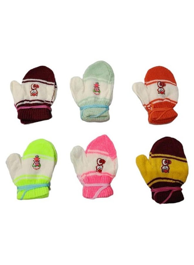KETKAR Baby Winter Warm Lovely Knitted Mittens Mutthi Gloves For 1-2 Years (Assorted Color, Pack Of 6 Pairs) - Image 1