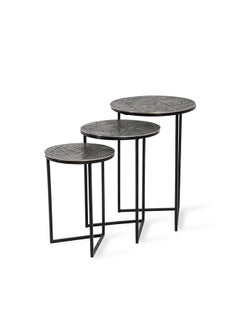 Anvil Nest Of Tables Set Of 3 | Black | Metal Essence | Round Shape