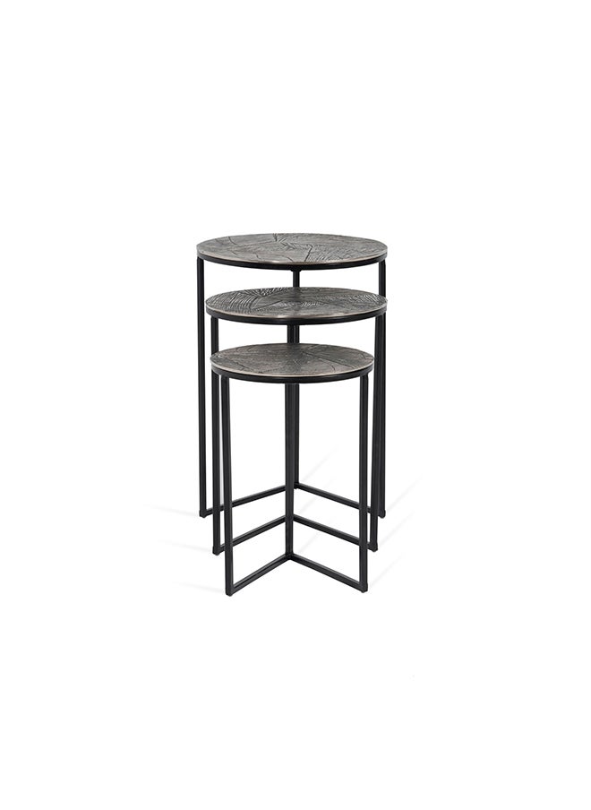 Pan Home - Anvil Nest Of Tables Set Of 3 | Black | Metal Essence | Round Shape - Image 1