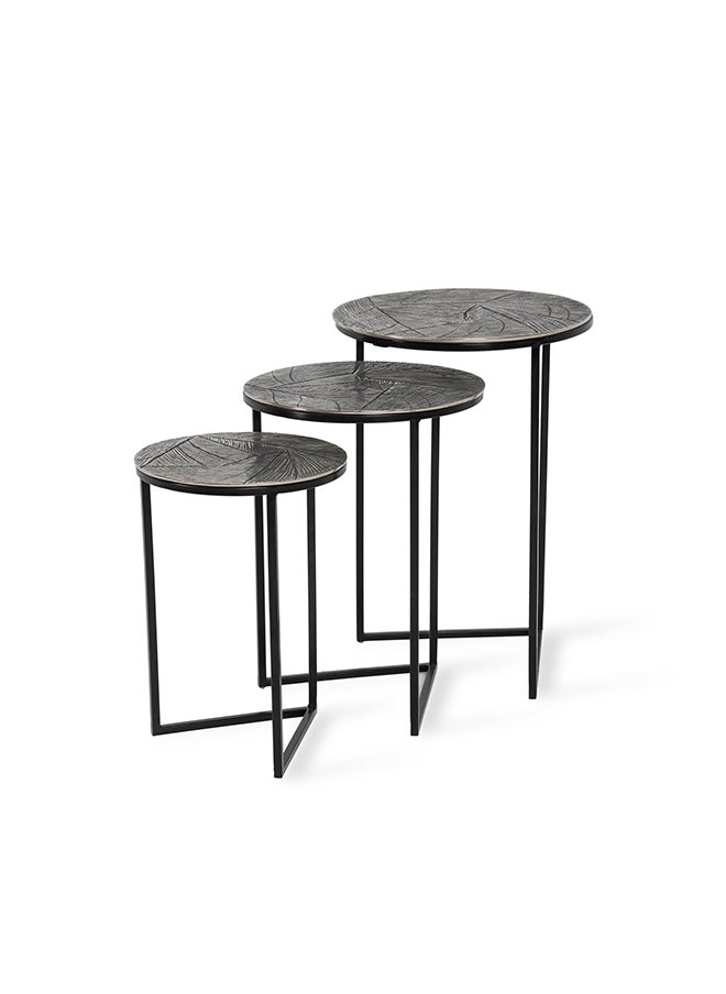 Pan Home - Anvil Nest Of Tables Set Of 3 | Black | Metal Essence | Round Shape - Image 1