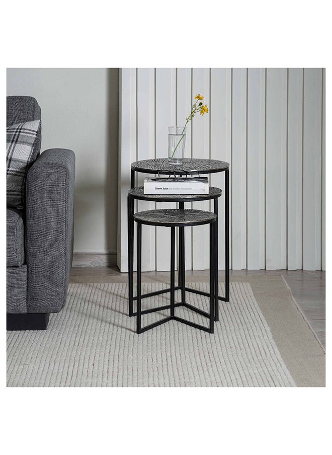 Pan Home - Anvil Nest Of Tables Set Of 3 | Black | Metal Essence | Round Shape - Image 1