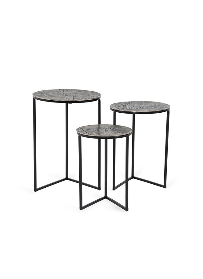 Pan Home - Anvil Nest Of Tables Set Of 3 | Black | Metal Essence | Round Shape - Image 1
