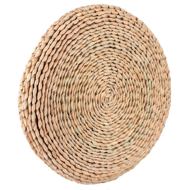 Floor Cushion: Hand-Woven Natural Cattail With Premium High-Density Sponge Filling - Eco-Friendly Durable Chemical-Free Cushion for Zen Yoga Tea Ceremonies Home Balcony Seating - Image 1