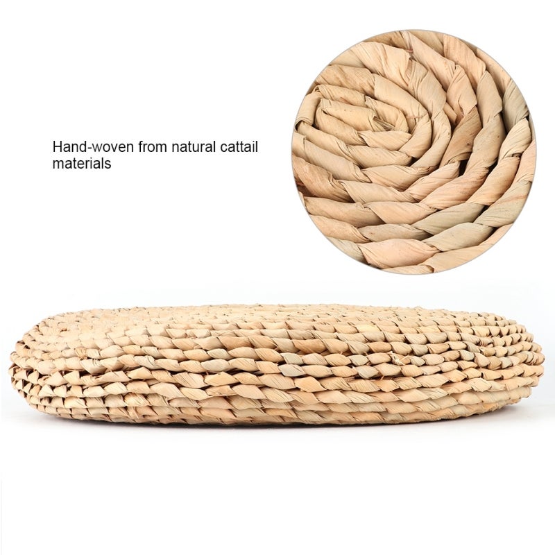 Floor Cushion: Hand-Woven Natural Cattail With Premium High-Density Sponge Filling - Eco-Friendly Durable Chemical-Free Cushion for Zen Yoga Tea Ceremonies Home Balcony Seating - Image 4