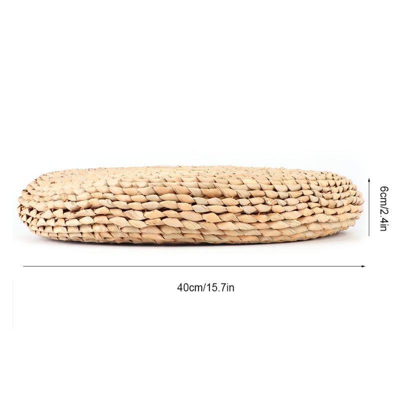 Floor Cushion: Hand-Woven Natural Cattail With Premium High-Density Sponge Filling - Eco-Friendly Durable Chemical-Free Cushion for Zen Yoga Tea Ceremonies Home Balcony Seating - Image 3