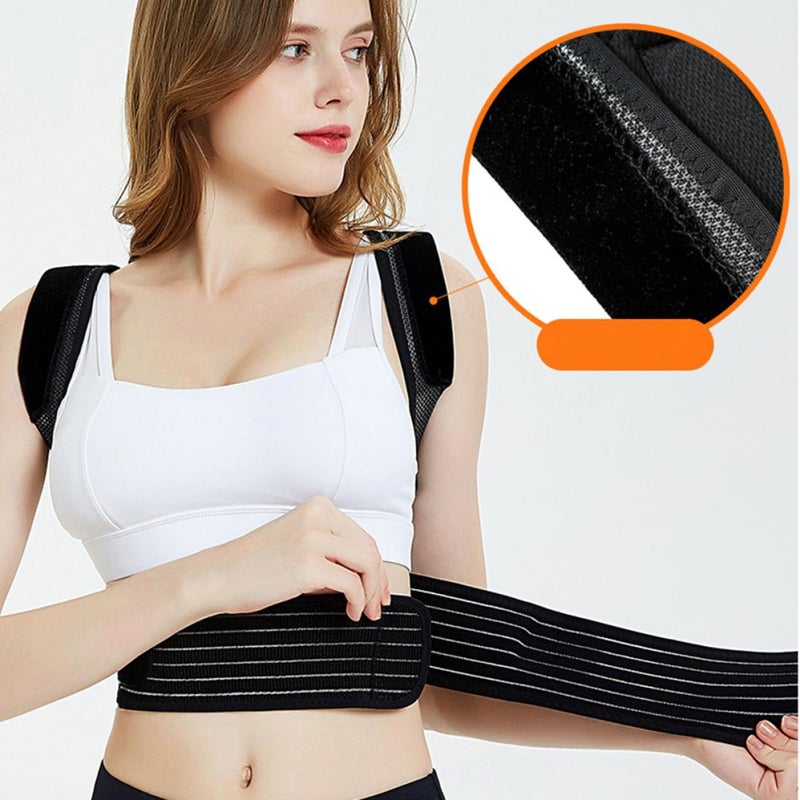 حزام تصحيح الوضعية للرجال والنساء، حزام قابل للتعديل، أسود، مقاس S - Image 4