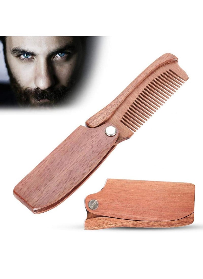 KASTWAVE Portable Natural Wooden Beard Comb Folding Pocket Moustache Shaping Comb  - Image 1