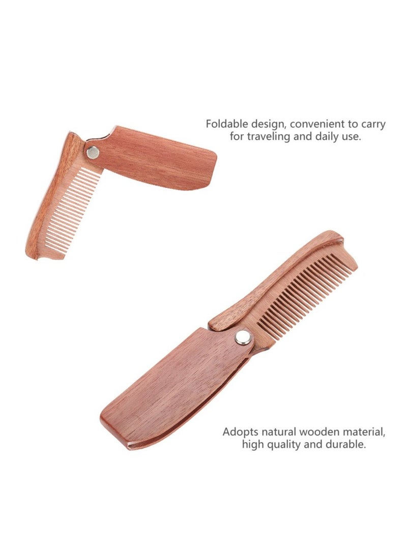 KASTWAVE Portable Natural Wooden Beard Comb Folding Pocket Moustache Shaping Comb  - Image 2