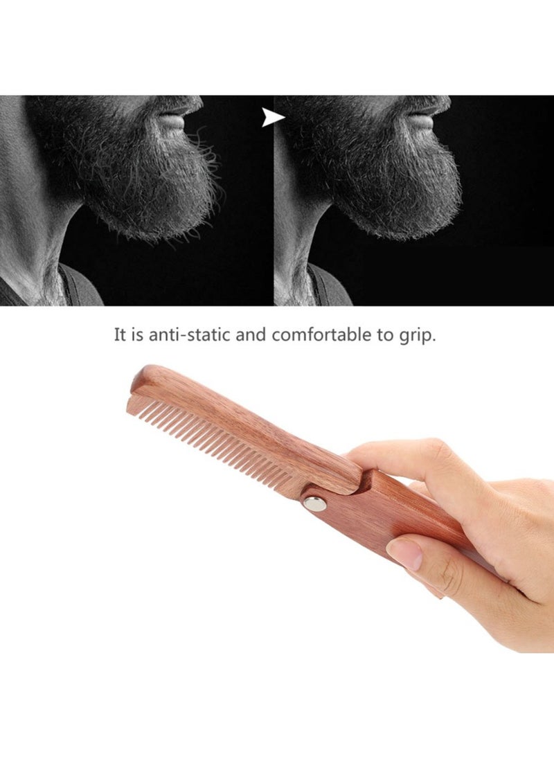 KASTWAVE Portable Natural Wooden Beard Comb Folding Pocket Moustache Shaping Comb  - Image 5
