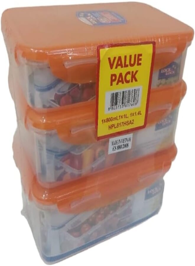 LocknLock PP COLOR LID 3P SET (HPL817HRx1/ HPL817Bx1/ HPL816Gx1)