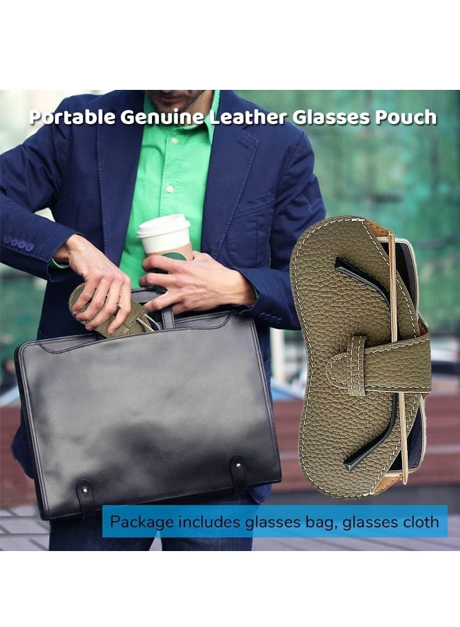حافظة نظارات ناعمة وقابلة للحمل من الجلد الطبيعي العالمي، حافظة نظارات رفيعة للنظارات الشمسية ونظارات القراءة