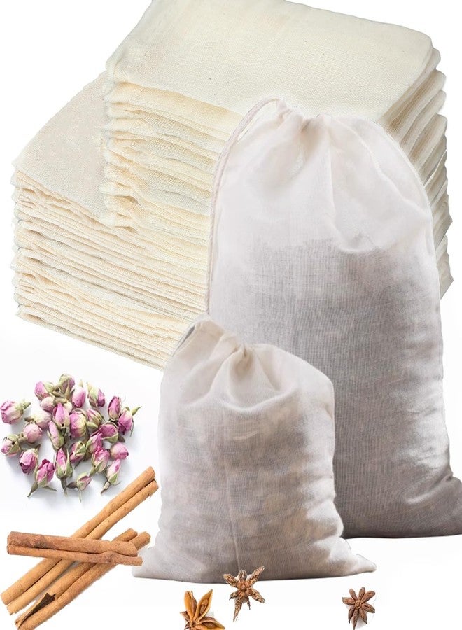 Lukdin 30 Pcs Natural Cotton Spice Bags for Cooking:4x6,6x8Reusable Tea Filters with Drawstring, Ideal for Straining Soups, Herb Sachets & Cold Brew (Food-Grade Cotton). (4x6"15pcs，6x8"15pcs) - Image 1