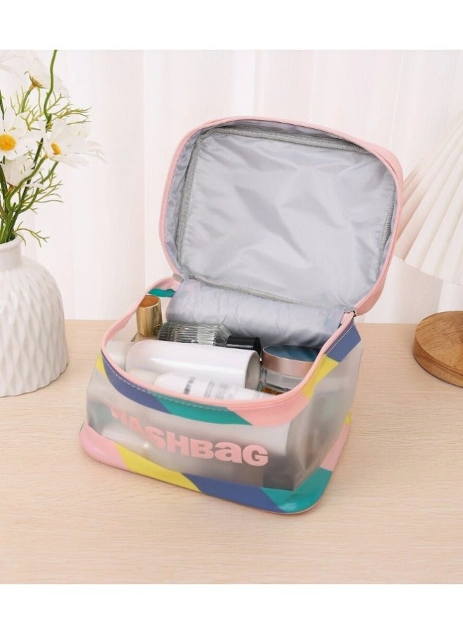 حقيبة مكياج كبيرة للسفر حقيبة مستحضرات التجميل حقيبة أدوات الزينة مقاومة للماء للفتيات والنساء-وردى - Image 3