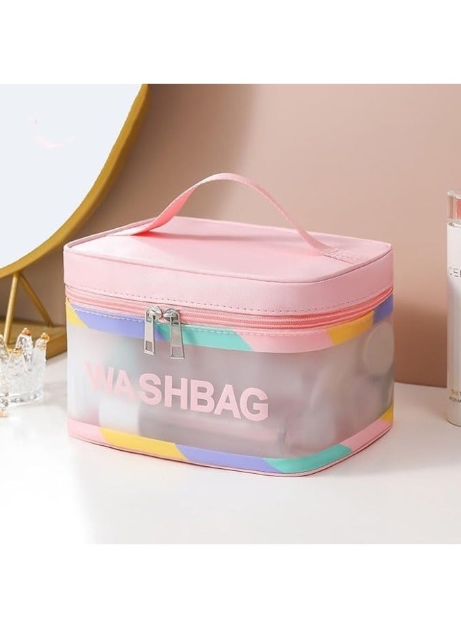 حقيبة مكياج كبيرة للسفر حقيبة مستحضرات التجميل حقيبة أدوات الزينة مقاومة للماء للفتيات والنساء-وردى - Image 5