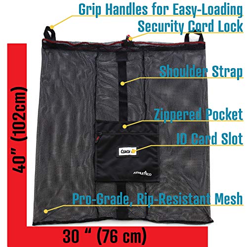 Athletico Extra Large Ball Bag - Mesh Soccer Ball Bag - Heavy Duty Drawstring Bags Hold Equipment For Sports Including Basketball, Volleyball, Baseball, Swimming Gear or The Beach - Image 2