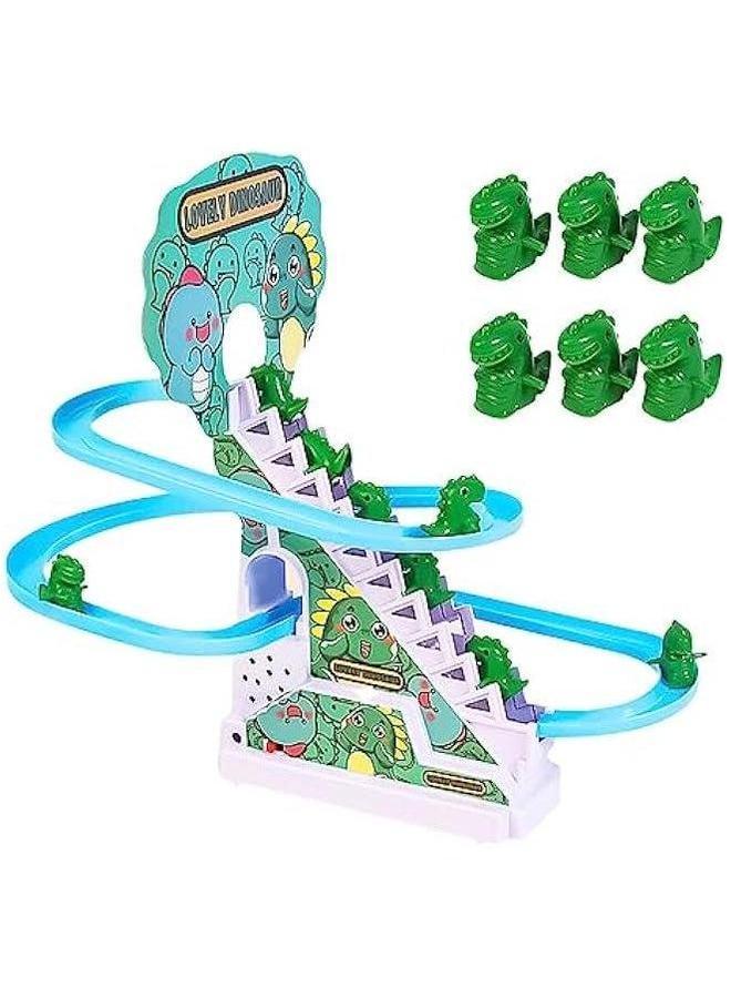Dinosaur Slide Toy Set, Funny Dino Escalator Automatic Stair-Climbing Cartoon Race Track Set Little Lovely with Lights and Music - Image 1