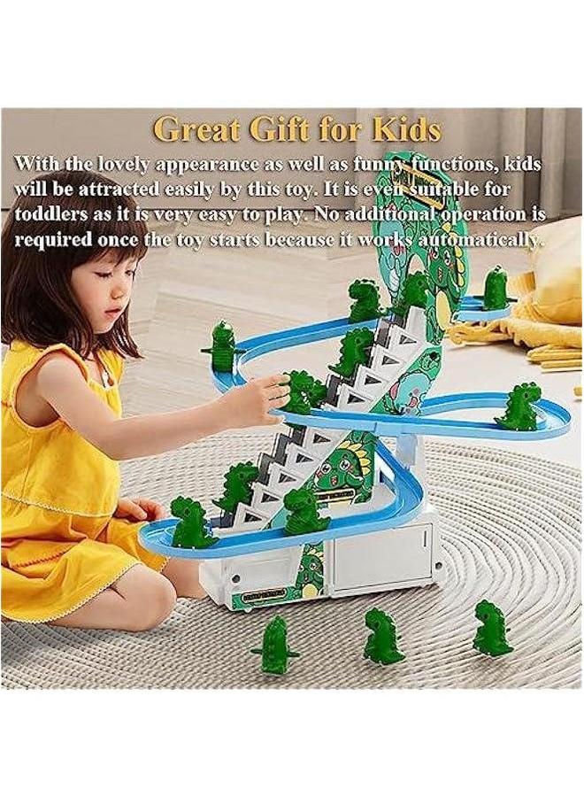 Dinosaur Slide Toy Set, Funny Dino Escalator Automatic Stair-Climbing Cartoon Race Track Set Little Lovely with Lights and Music - Image 5