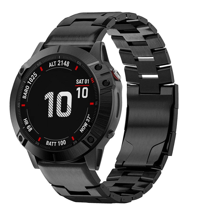 Abanen Titanium Watch Bands for Fenix 8 51mm / epix Pro 51mm/ Fenix 6X / Fenix 5X / Fenix 7X / Enduro, Quick Fit Wristband Strap with Stainless Steel Buckle for Garmin Tactix Delta,Black - Image 1