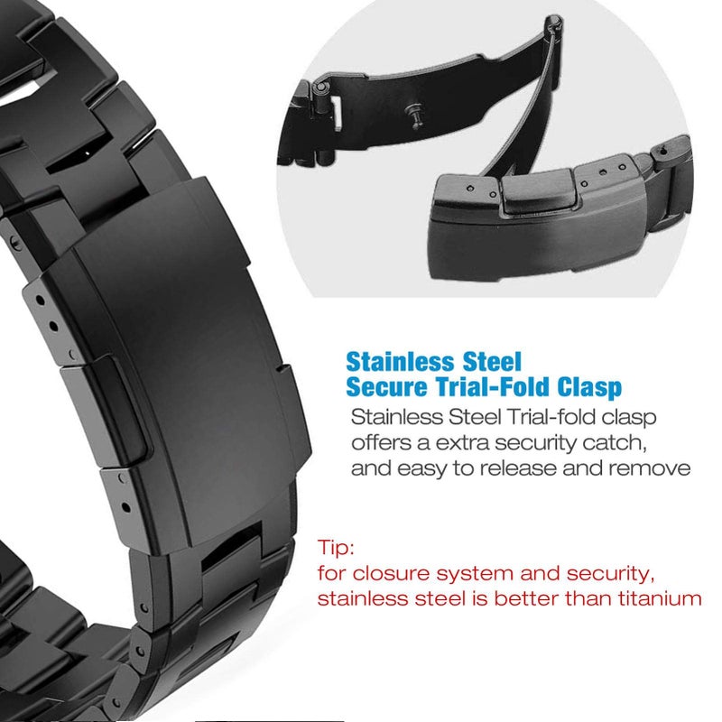 Abanen Titanium Watch Bands for Fenix 8 51mm / epix Pro 51mm/ Fenix 6X / Fenix 5X / Fenix 7X / Enduro, Quick Fit Wristband Strap with Stainless Steel Buckle for Garmin Tactix Delta,Black - Image 4
