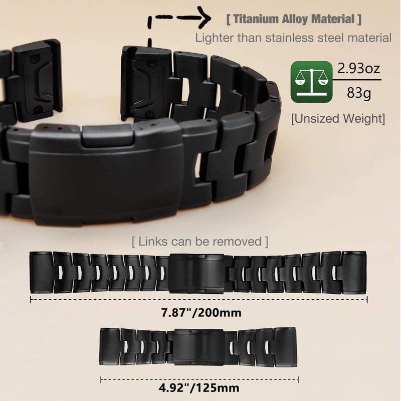 Abanen Titanium Watch Bands for Fenix 8 51mm / epix Pro 51mm/ Fenix 6X / Fenix 5X / Fenix 7X / Enduro, Quick Fit Wristband Strap with Stainless Steel Buckle for Garmin Tactix Delta,Black - Image 2