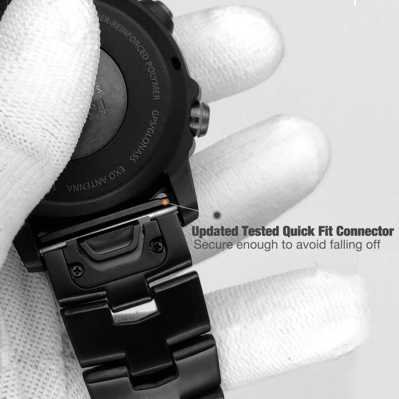 Abanen Titanium Watch Bands for Fenix 8 51mm / epix Pro 51mm/ Fenix 6X / Fenix 5X / Fenix 7X / Enduro, Quick Fit Wristband Strap with Stainless Steel Buckle for Garmin Tactix Delta,Black - Image 5