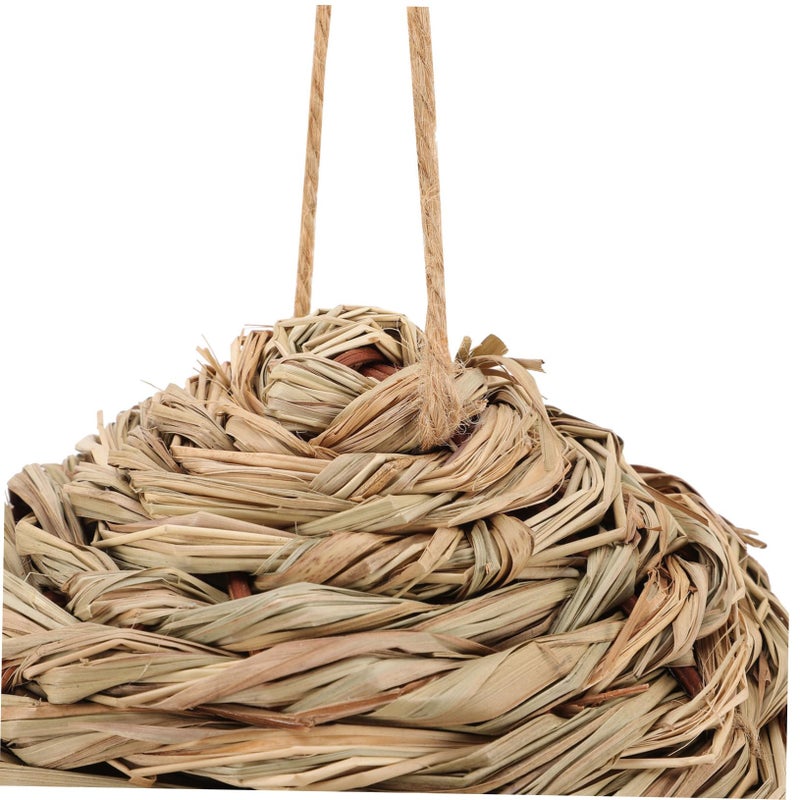 Natural Grass Woven Bird Nest Hanging House for Outdoor Backyard Decor 2 Pack - Image 4